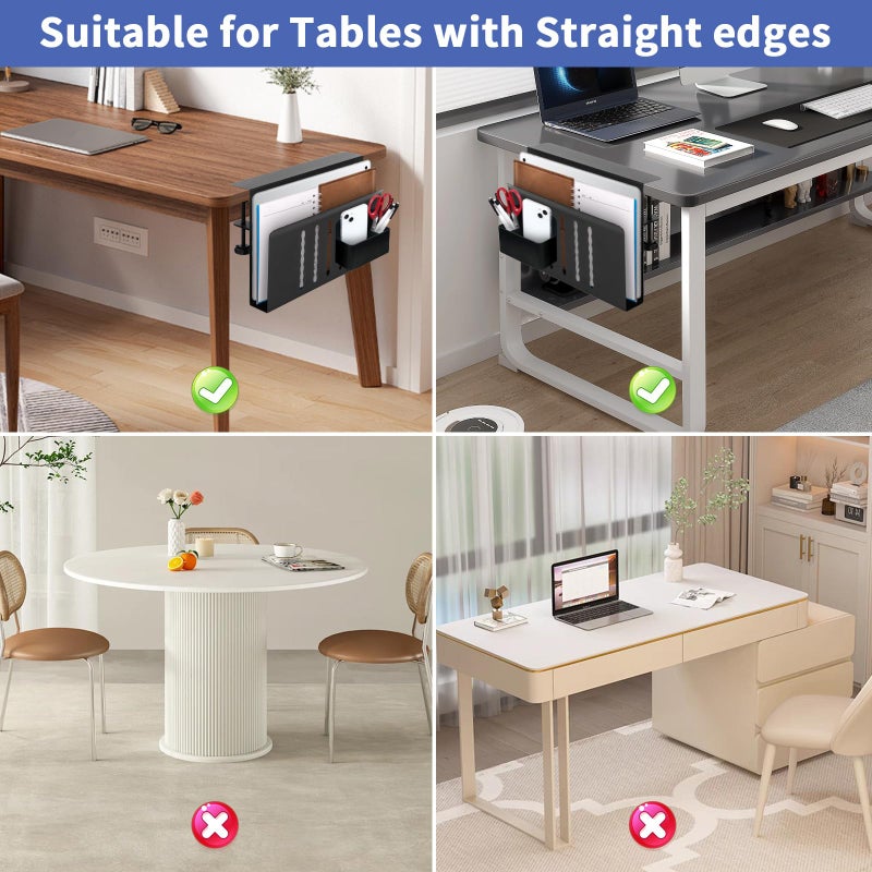 osseph Under Desk Laptop Holder  Desk Side Storage with Anti-Scratch Pad & Magnetic Pen Holder  Clamp on Table Organizer for Office Home Fits Flat Edge Table 0.3"" to 2.3"" - Image 4